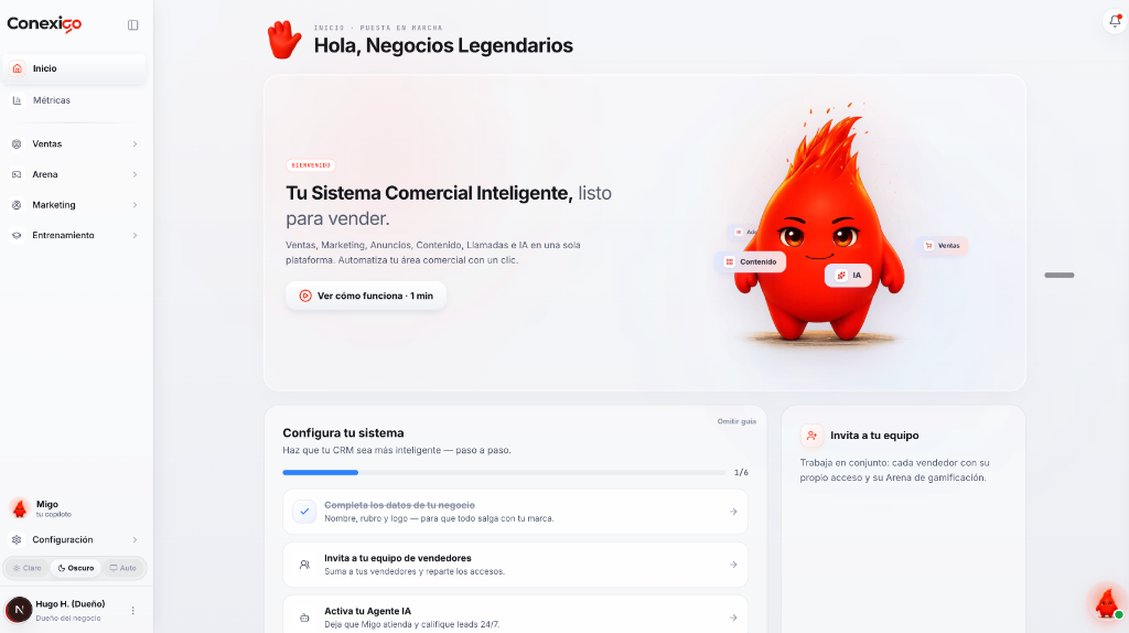 Panel de ConexiGO: tu Sistema Comercial Inteligente listo para vender