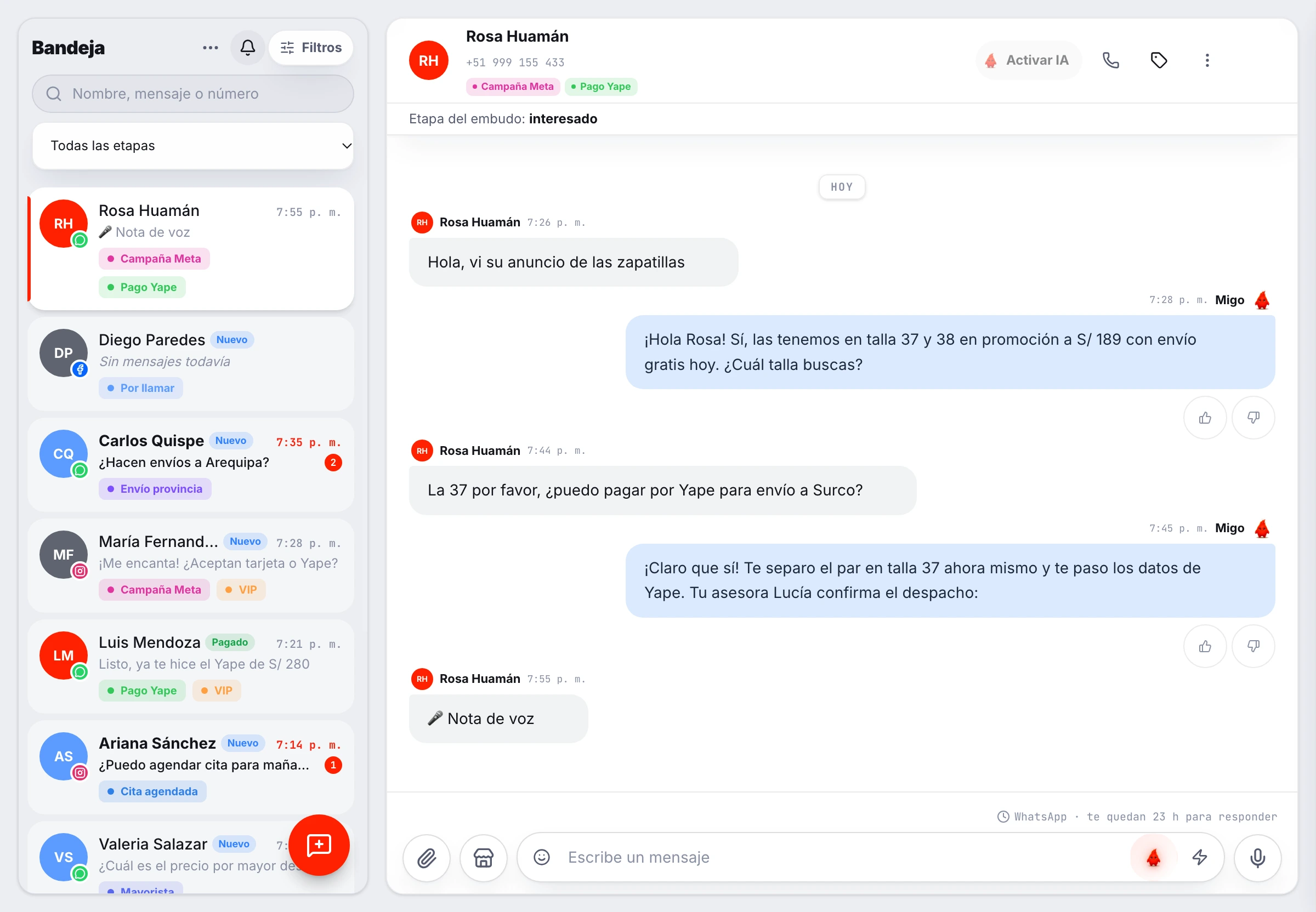 Paso 1: Recibes y respondes cada chat al instante